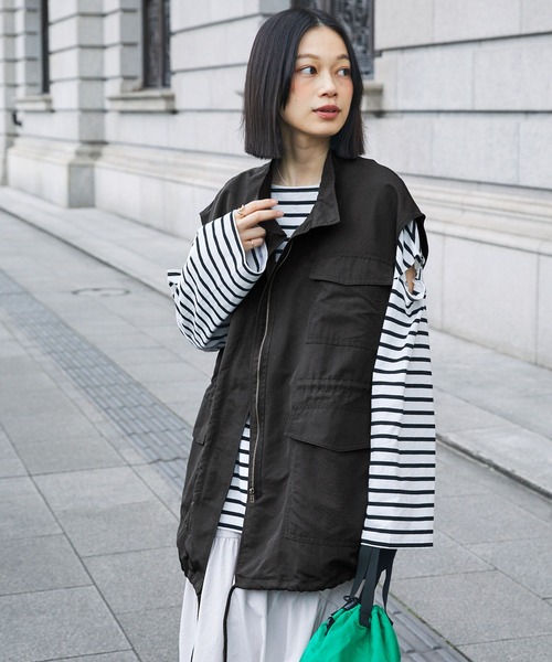 Chaco closet(チャコ クローゼット)の「ナイロンハイネックミリタリーベスト(ベスト・レディース・アイボリー/カーキ/ブラック・FREE)」の13枚目の写真