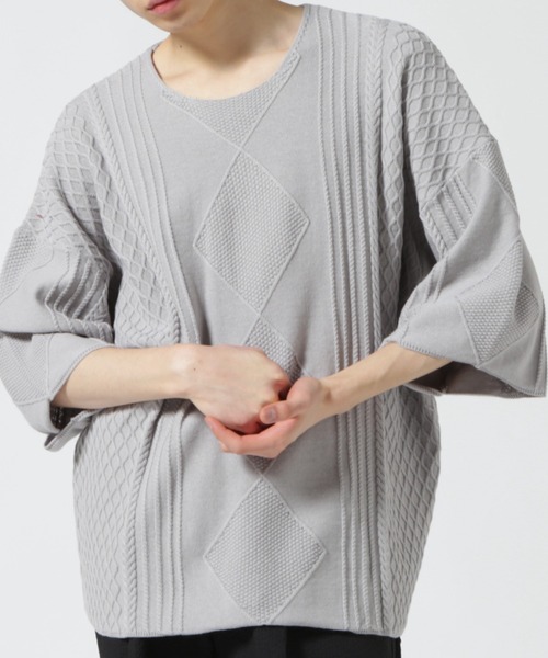 DANKE SCHON（ダンケシェーン）の「DankeSchon/ダンケシェーン/12GG ARAN KNIT S/S TEE（ニット/セーター・メンズ・ブラック/グレー/ホワイト/ベージュ・F）」の3枚目の写真