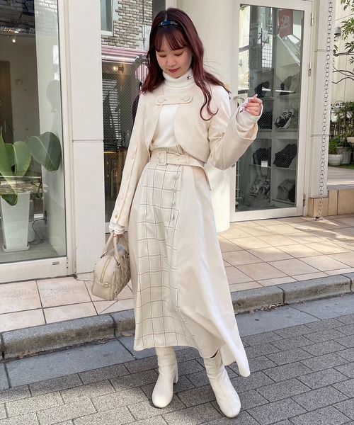 one after another NICE CLAUP(ワンアフターアナザーナイスクラップ)の「【スタッフ考案】ブロッキングチェックスカート(スカート・レディース・グレー/アイボリー/ピンク・FREE)」の5枚目の写真