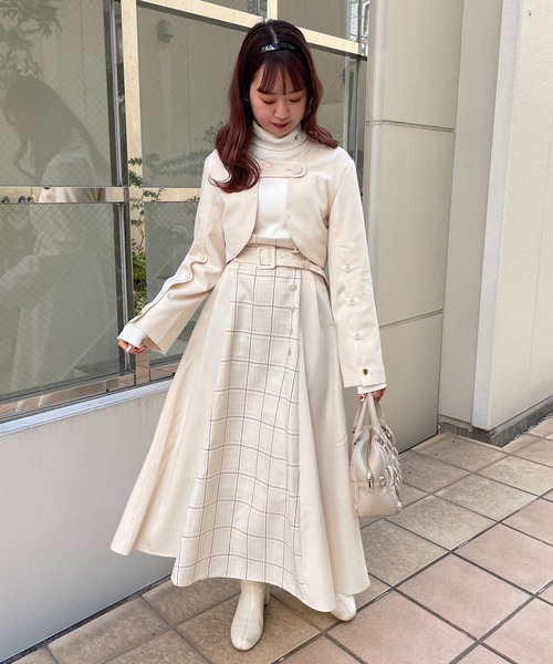 one after another NICE CLAUP(ワンアフターアナザーナイスクラップ)の「【スタッフ考案】ブロッキングチェックスカート(スカート・レディース・グレー/アイボリー/ピンク・FREE)」の8枚目の写真