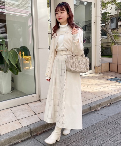 one after another NICE CLAUP(ワンアフターアナザーナイスクラップ)の「【スタッフ考案】ブロッキングチェックスカート(スカート・レディース・グレー/アイボリー/ピンク・FREE)」の6枚目の写真