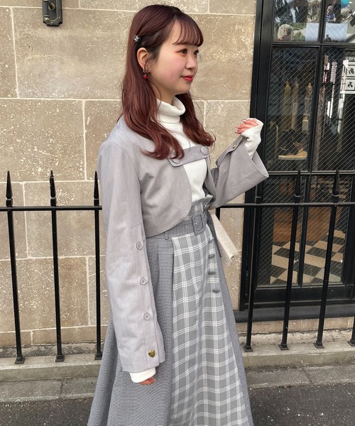 one after another NICE CLAUP(ワンアフターアナザーナイスクラップ)の「【スタッフ考案】ブロッキングチェックスカート(スカート・レディース・グレー/アイボリー/ピンク・FREE)」の20枚目の写真