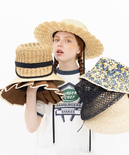 FREAK'S STORE(フリークスストア)の「Casselini/キャセリーニ なみなみハット(ハット・レディース・ナチュラル/ブラック・ONE SIZE)」の6枚目の写真