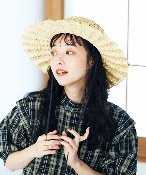 FREAK'S STORE(フリークスストア)の「Casselini/キャセリーニ なみなみハット(ハット・レディース・ナチュラル/ブラック・ONE SIZE)」の4枚目の写真