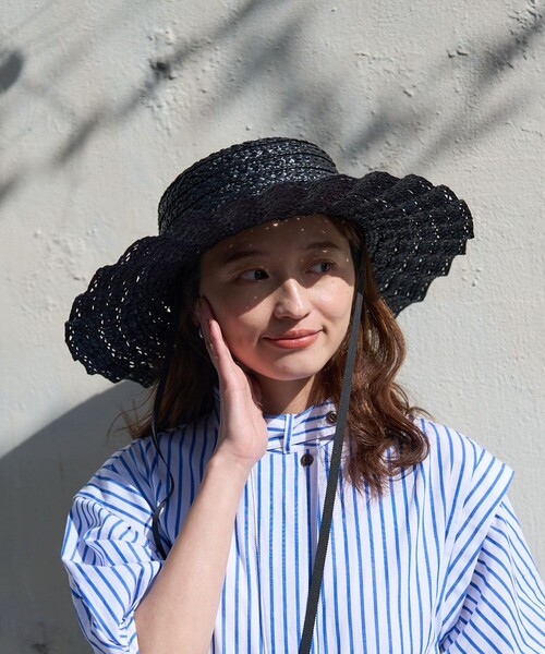 FREAK'S STORE(フリークスストア)の「Casselini/キャセリーニ なみなみハット(ハット・レディース・ナチュラル/ブラック・ONE SIZE)」の7枚目の写真