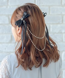 マーズ　ビジュー　パール　ファー　バレッタ ビジュー パール」に該当するバレッタ/ヘアクリップファッション