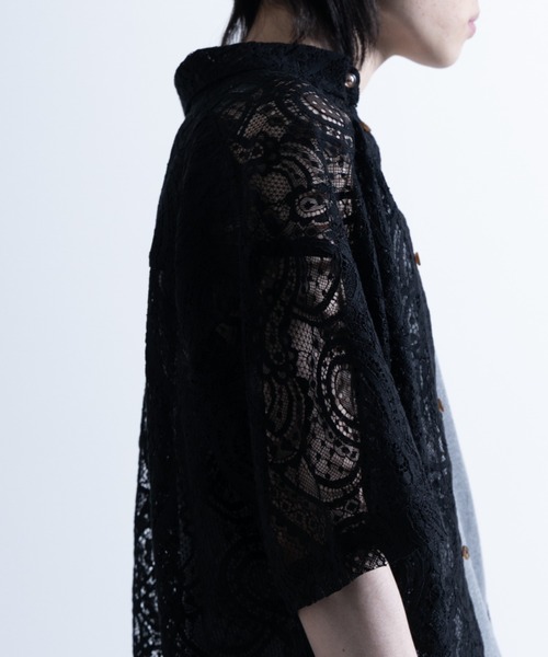 NYLAUS（ナイラス）の「ペイズリーレース シアーシャツ（シャツ/ブラウス・メンズ・ブラック/オフホワイト・M/L）」の3枚目の写真