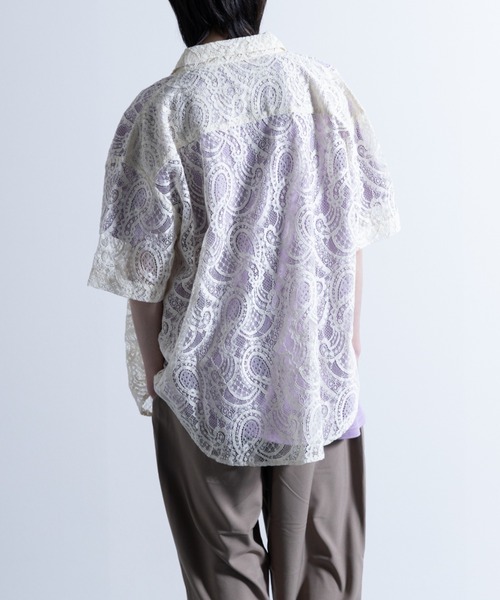 NYLAUS（ナイラス）の「ペイズリーレース シアーシャツ（シャツ/ブラウス・メンズ・ブラック/オフホワイト・M/L）」の4枚目の写真