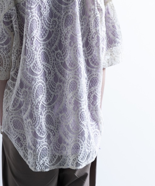 NYLAUS（ナイラス）の「ペイズリーレース シアーシャツ（シャツ/ブラウス・メンズ・ブラック/オフホワイト・M/L）」の5枚目の写真