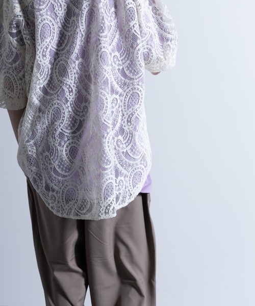 NYLAUS（ナイラス）の「ペイズリーレース シアーシャツ（シャツ/ブラウス・メンズ・ブラック/オフホワイト・M/L）」の14枚目の写真