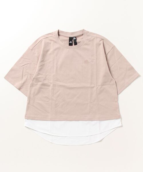 adidas(アディダス)の「アディダス adidas シーズナル ルーズフィット レイヤード(Tシャツ/カットソー・レディース・ブラック/ベビーピンク・M/XL/L/S)」の2枚目の写真