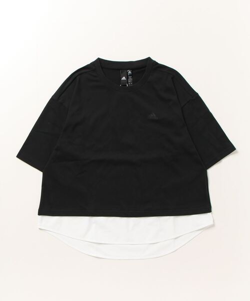 adidas(アディダス)の「アディダス adidas シーズナル ルーズフィット レイヤード(Tシャツ/カットソー・レディース・ブラック/ベビーピンク・M/XL/L/S)」の1枚目の写真