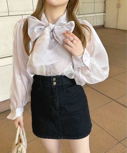 ブラウス シャツ シャイニーシアーボウタイブラウス レディース JILL by JILL STUART｜シャイニーシアーボウタイブラウス