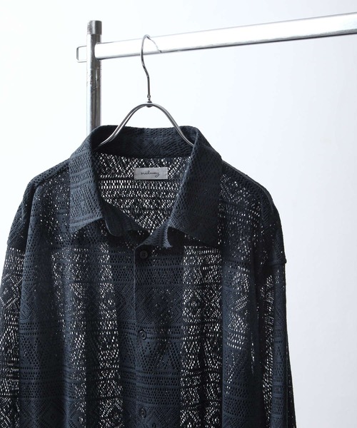 NILWAY（ニルウェイ）の「アソート柄レースシアー 長袖 シャツ（シャツ/ブラウス・メンズ・ネイビー/オレンジ/ホワイト/ブラック・MEDIUM/LARGE）」の18枚目の写真