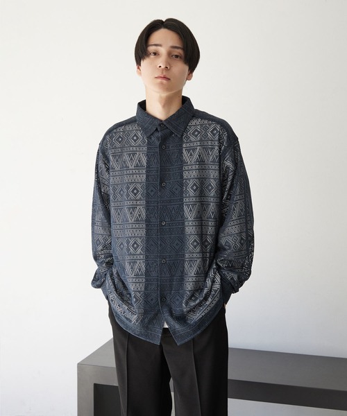 NILWAY（ニルウェイ）の「アソート柄レースシアー 長袖 シャツ
