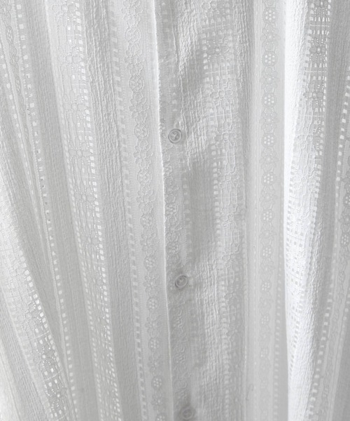 NILWAY（ニルウェイ）の「アソート柄レースシアー 長袖 シャツ（シャツ/ブラウス・メンズ・ネイビー/オレンジ/ホワイト/ブラック・MEDIUM/LARGE）」の8枚目の写真