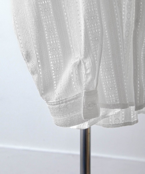 NILWAY（ニルウェイ）の「アソート柄レースシアー 長袖 シャツ（シャツ/ブラウス・メンズ・ネイビー/オレンジ/ホワイト/ブラック・MEDIUM/LARGE）」の15枚目の写真