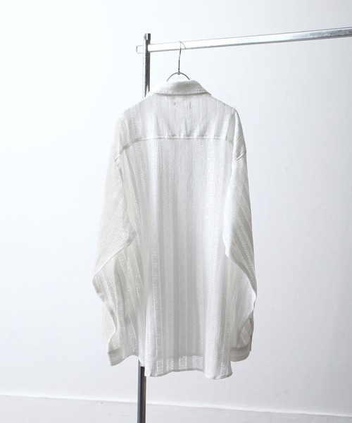 NILWAY（ニルウェイ）の「アソート柄レースシアー 長袖 シャツ（シャツ/ブラウス・メンズ・ネイビー/オレンジ/ホワイト/ブラック・MEDIUM/LARGE）」の6枚目の写真