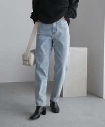 【XS,S,M,Lサイズ展開】ハイウエストルーズテーパードデニム/低身長/高身長/美シルエット/細見え