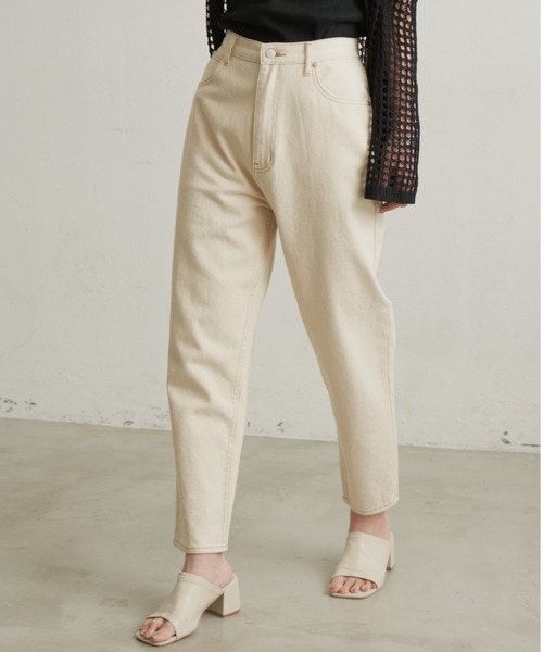 Aunt Marie's(アントマリーズ)の「【XS,S,M,Lサイズ展開】ハイウエストルーズテーパードデニム/低身長/高身長/美シルエット/細見え(デニムパンツ・レディース・ネイビー/ブルー/アイボリー/ブラック・XS/S/M/L)」の12枚目の写真