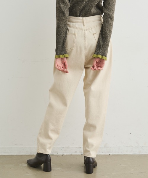 Aunt Marie's(アントマリーズ)の「【XS,S,M,Lサイズ展開】ハイウエストルーズテーパードデニム/低身長/高身長/美シルエット/細見え(デニムパンツ・レディース・ネイビー/ブルー/アイボリー/ブラック・XS/S/M/L)」の14枚目の写真