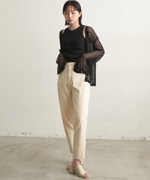 Aunt Marie's(アントマリーズ)の「【XS,S,M,Lサイズ展開】ハイウエストルーズテーパードデニム/低身長/高身長/美シルエット/細見え(デニムパンツ・レディース・ネイビー/ブルー/アイボリー/ブラック・XS/S/M/L)」の17枚目の写真