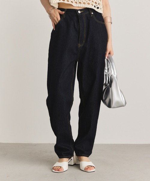 Aunt Marie's(アントマリーズ)の「【XS,S,M,Lサイズ展開】ハイウエストルーズテーパードデニム/低身長/高身長/美シルエット/細見え(デニムパンツ・レディース・ネイビー/ブルー/アイボリー/ブラック・XS/S/M/L)」の18枚目の写真