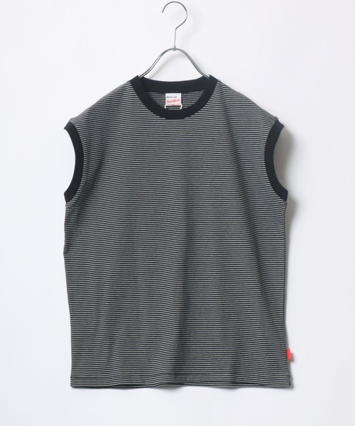 Healthknit（ヘルスニット）の「Healthknit（ヘルスニット）ボーダーリンガーノースリーブTシャツ レディース/抗菌・防臭機能付（Tシャツ/カットソー・レディース・ホワイト×ブラック/ネイビー系/ブラック×ホワイト・M）」の2枚目の写真