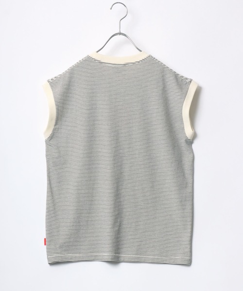 Healthknit（ヘルスニット）の「Healthknit（ヘルスニット）ボーダーリンガーノースリーブTシャツ レディース/抗菌・防臭機能付（Tシャツ/カットソー・レディース・ホワイト×ブラック/ネイビー系/ブラック×ホワイト・M）」の4枚目の写真