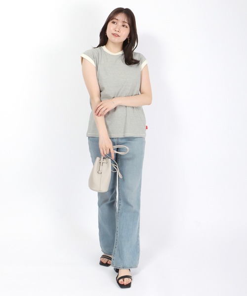Healthknit（ヘルスニット）の「Healthknit（ヘルスニット）ボーダーリンガーノースリーブTシャツ レディース/抗菌・防臭機能付（Tシャツ/カットソー・レディース・ホワイト×ブラック/ネイビー系/ブラック×ホワイト・M）」の20枚目の写真