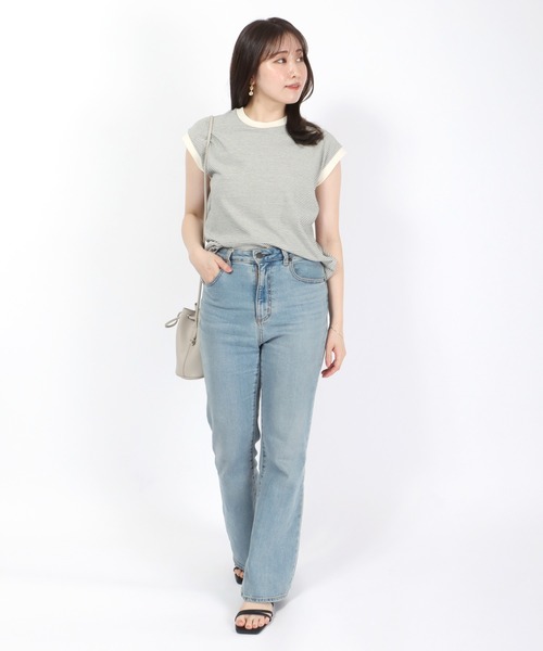 Healthknit（ヘルスニット）の「Healthknit（ヘルスニット）ボーダーリンガーノースリーブTシャツ レディース/抗菌・防臭機能付（Tシャツ/カットソー・レディース・ホワイト×ブラック/ネイビー系/ブラック×ホワイト・M）」の18枚目の写真