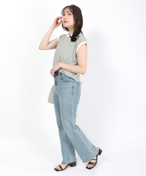 Healthknit（ヘルスニット）の「Healthknit（ヘルスニット）ボーダーリンガーノースリーブTシャツ レディース/抗菌・防臭機能付（Tシャツ/カットソー・レディース・ホワイト×ブラック/ネイビー系/ブラック×ホワイト・M）」の19枚目の写真