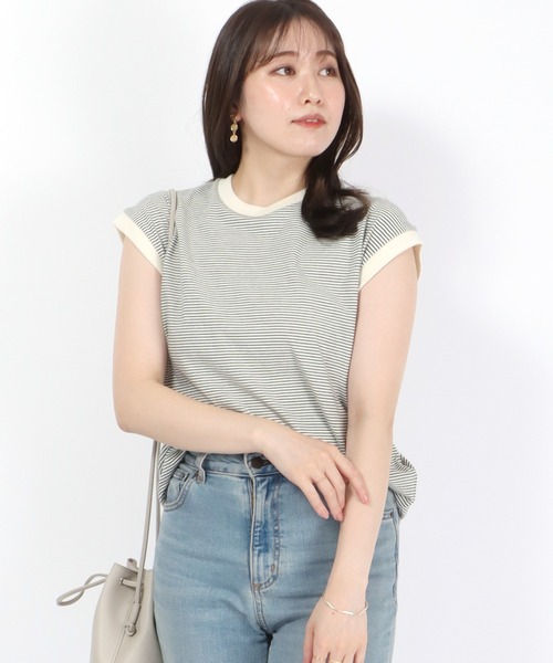 Healthknit（ヘルスニット）の「Healthknit（ヘルスニット）ボーダーリンガーノースリーブTシャツ レディース/抗菌・防臭機能付（Tシャツ/カットソー・レディース・ホワイト×ブラック/ネイビー系/ブラック×ホワイト・M）」の15枚目の写真
