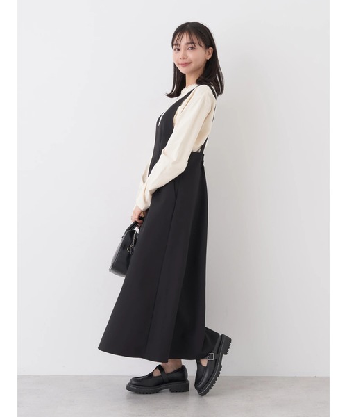 earth music&ecology（アースミュージックアンドエコロジー）の「Vネック切替ジャンスカ（ワンピース・レディース・ブラック/ベージュ・FREE）」の13枚目の写真