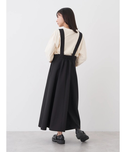 earth music&ecology（アースミュージックアンドエコロジー）の「Vネック切替ジャンスカ（ワンピース・レディース・ブラック/ベージュ・FREE）」の7枚目の写真