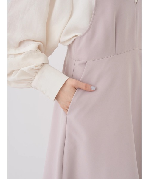 earth music&ecology（アースミュージックアンドエコロジー）の「Vネック切替ジャンスカ（ワンピース・レディース・ブラック/ベージュ・FREE）」の5枚目の写真