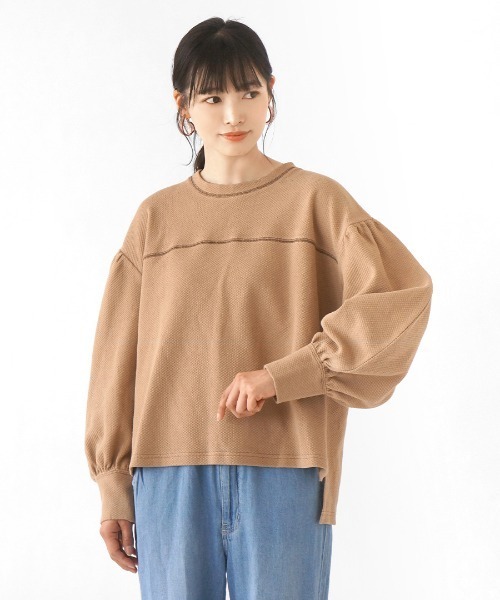 MIMIMEMETE(ミミメメット)の「サーマル パフスリーブプルオーバー(Tシャツ/カットソー・レディース・グリーン/ブラック/アイボリー/ベージュ・M)」の18枚目の写真