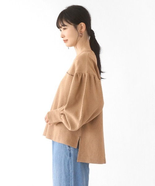 MIMIMEMETE(ミミメメット)の「サーマル パフスリーブプルオーバー(Tシャツ/カットソー・レディース・グリーン/ブラック/アイボリー/ベージュ・M)」の5枚目の写真