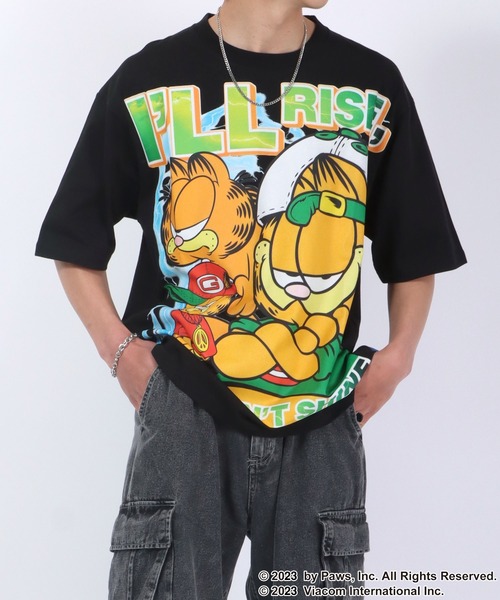 クールスパイシーリトルホワイトガーフィールドキャットプリントショートTシャツ