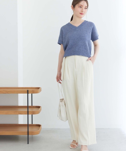 浅Vネックショート丈コート　ivory0サイズ 撥水ニット・浅Vネックベスト/40代50代からのメンズファッション