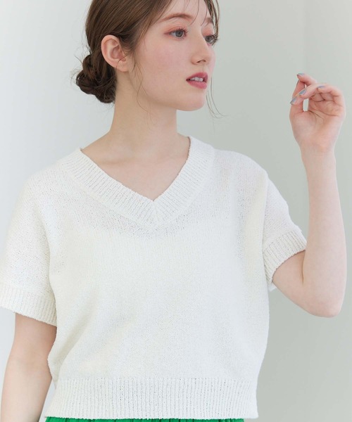 SOV. ソブ　ドライタッチ ニット フリル付き　38（M） 嬉しい機能付き】やわらかドライタッチシアーフレアスリーブ