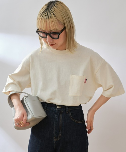 CIAOPANIC TYPY（チャオパニックティピー）の「USAコットン16/-ポケット半袖Tee（Tシャツ/カットソー・メンズ・イエロー/オフホワイト/グリーン/サックスブルー/グレイッシュベージュ/チャコールグレー・MEDIUM/LARGE/SMALL/X-LARGE）」の11枚目の写真