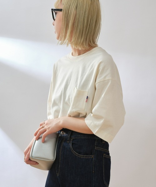 CIAOPANIC TYPY（チャオパニックティピー）の「USAコットン16/-ポケット半袖Tee（Tシャツ/カットソー・メンズ・イエロー/オフホワイト/グリーン/サックスブルー/グレイッシュベージュ/チャコールグレー・MEDIUM/LARGE/SMALL/X-LARGE）」の12枚目の写真