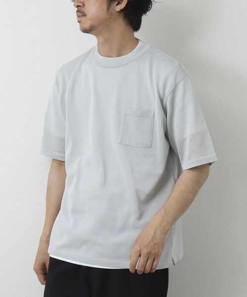 NOLLEY'S goodman（ノーリーズグッドマン）の「吸水速乾サランP 半袖Tシャツ付き クルーネック半袖ニット（ニット/セーター・メンズ・ライトグレー/オリーブ/ネイビー/チャコールグレー・L/M）」の3枚目の写真