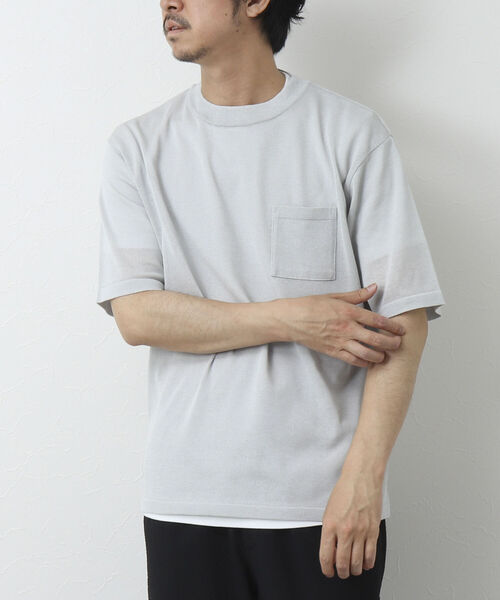 NOLLEY'S goodman（ノーリーズグッドマン）の「吸水速乾サランP 半袖Tシャツ付き クルーネック半袖ニット（ニット/セーター・メンズ・ライトグレー/オリーブ/ネイビー/チャコールグレー・L/M）」の18枚目の写真