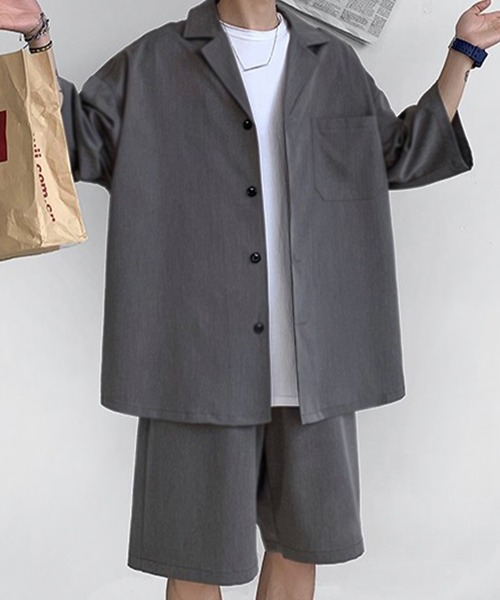 Anchor Smith(アンカー スミス)の「【 セットアップ 】ルーズシルエットハーフスリーブシャツジャケット&スラックスハーフパンツ(セットアップ・メンズ・ブラック/グレー・M/L/XL)」の11枚目の写真