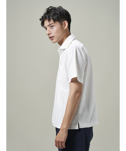 Perfect Suit FActory（パーフェクトスーツファクトリー）の「鬼鹿の子ポロシャツ　メッシュ　ホワイト/ネイビー/ダークグリーン/ブラック（ポロシャツ・メンズ・ネイビー/グリーン/ホワイト/ブラック・M/LL/S/L）」の8枚目の写真