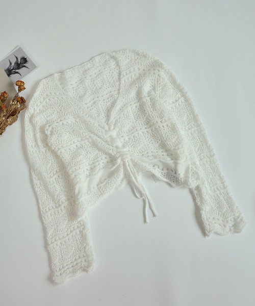 MAISON DE THERESE（メゾン ド テレーズ）の「Vネックショート丈半袖ニットブラウス（シャツ/ブラウス・レディース・ブラック/ピンク/アイボリー/ホワイト/ベージュ/グリーン/パープル/ピンク系・M）」の15枚目の写真