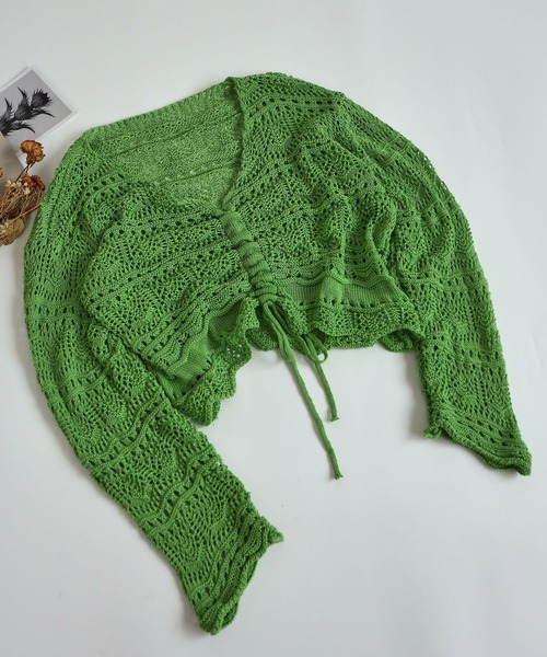 MAISON DE THERESE（メゾン ド テレーズ）の「Vネックショート丈半袖ニットブラウス（シャツ/ブラウス・レディース・ブラック/ピンク/アイボリー/ホワイト/ベージュ/グリーン/パープル/ピンク系・M）」の17枚目の写真