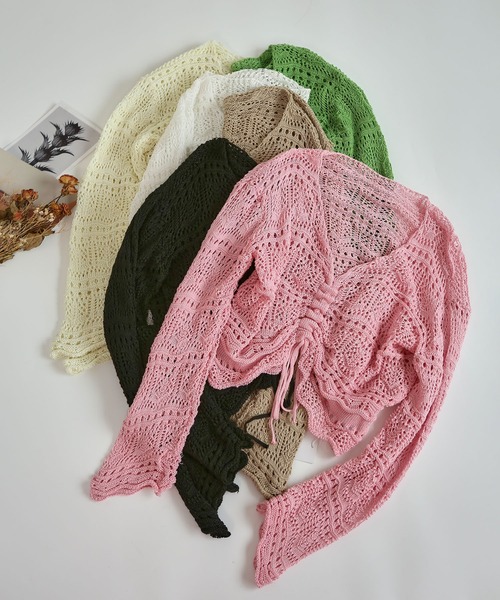 MAISON DE THERESE（メゾン ド テレーズ）の「Vネックショート丈半袖ニットブラウス（シャツ/ブラウス・レディース・ブラック/ピンク/アイボリー/ホワイト/ベージュ/グリーン/パープル/ピンク系・M）」の13枚目の写真